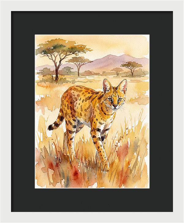 Graceful Serval Amidst Golden Grass