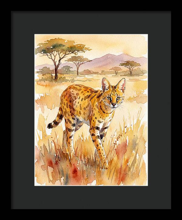 Graceful Serval Amidst Golden Grass