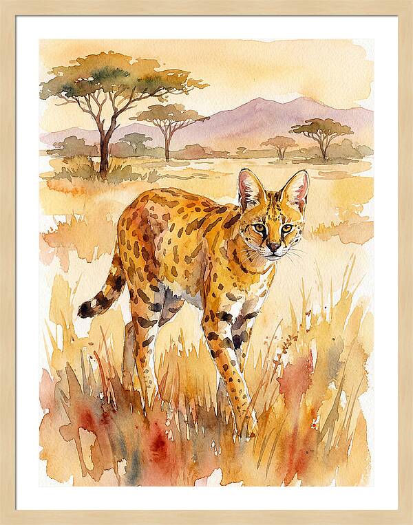 Graceful Serval Amidst Golden Grass