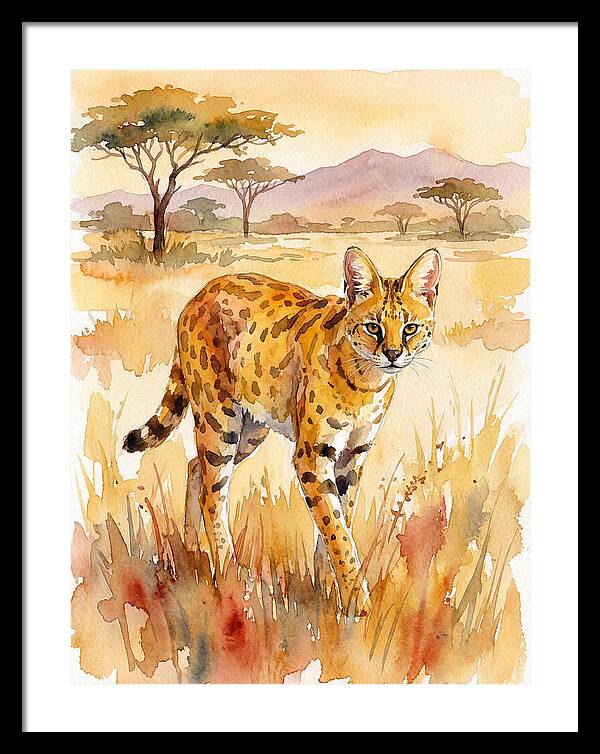 Graceful Serval Amidst Golden Grass