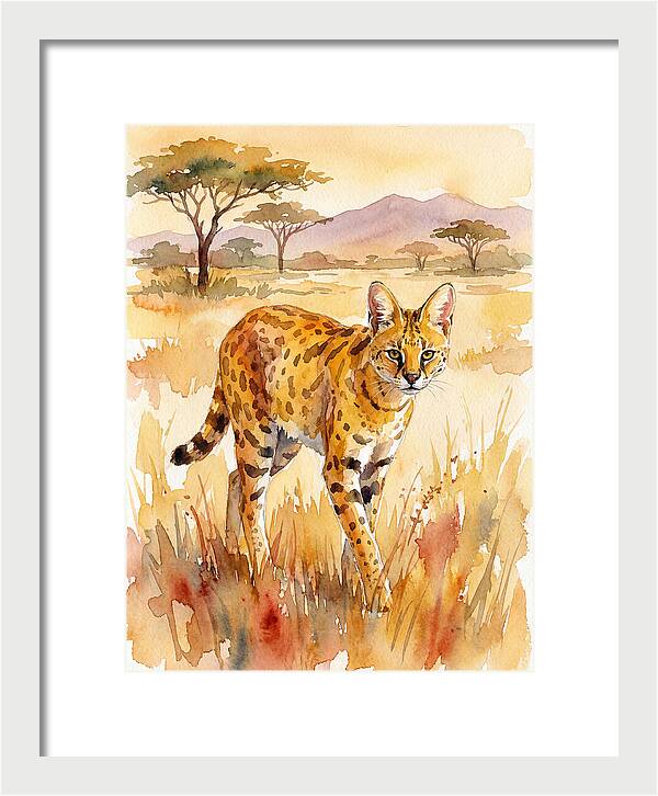 Graceful Serval Amidst Golden Grass