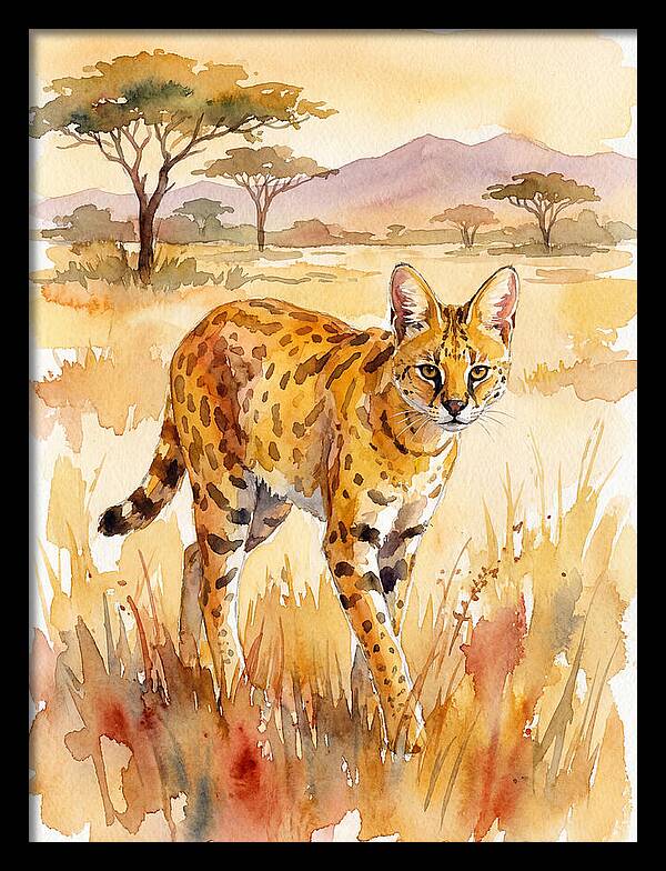 Graceful Serval Amidst Golden Grass