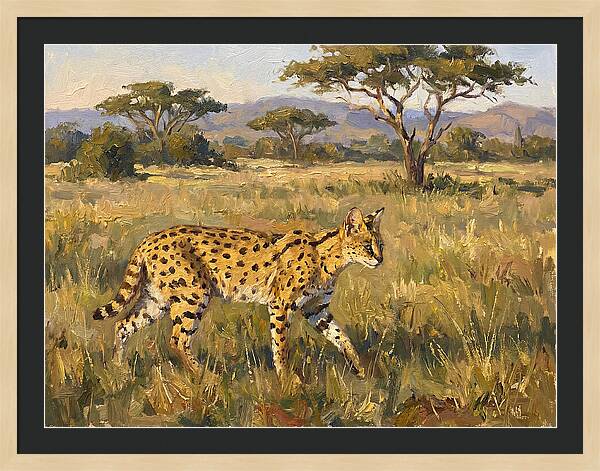 Graceful Serval Amidst Tall Grass