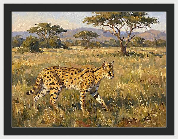 Graceful Serval Amidst Tall Grass