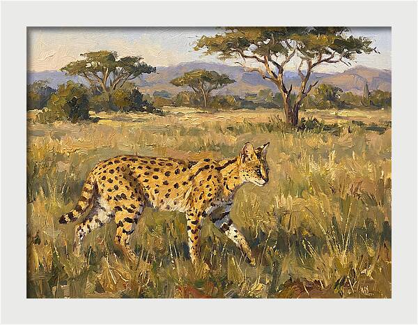 Graceful Serval Amidst Tall Grass