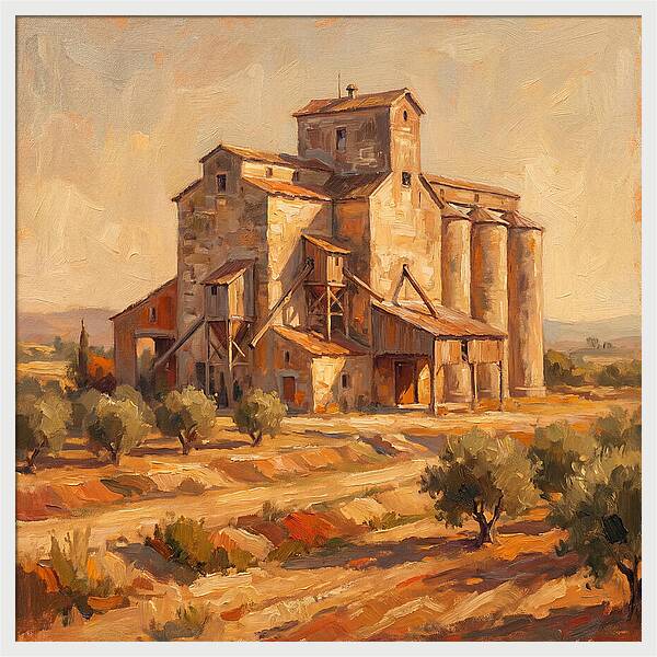 Grain Elevator Under Mediterranean Sun