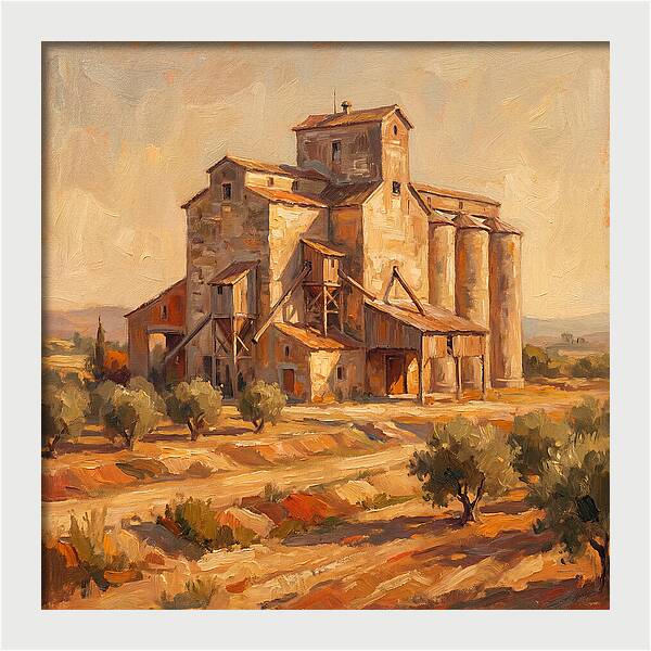Grain Elevator Under Mediterranean Sun