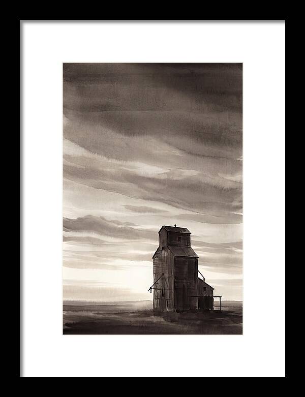 Grain Elevator Under Prairie Sky