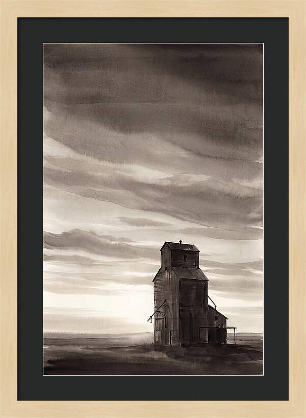 Grain Elevator Under Prairie Sky