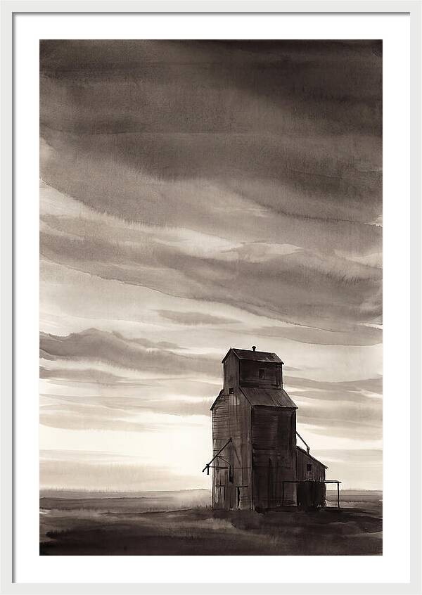 Grain Elevator Under Prairie Sky