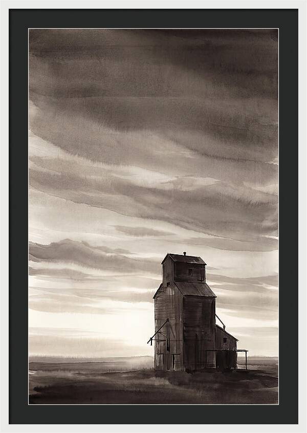 Grain Elevator Under Prairie Sky