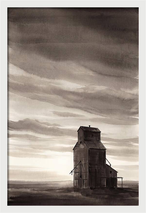 Grain Elevator Under Prairie Sky