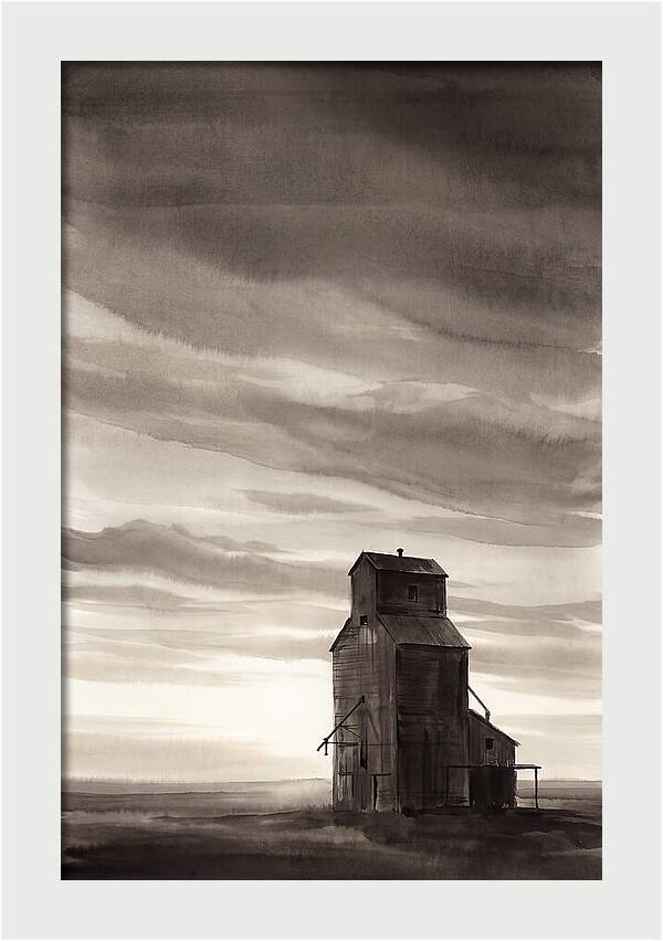 Grain Elevator Under Prairie Sky