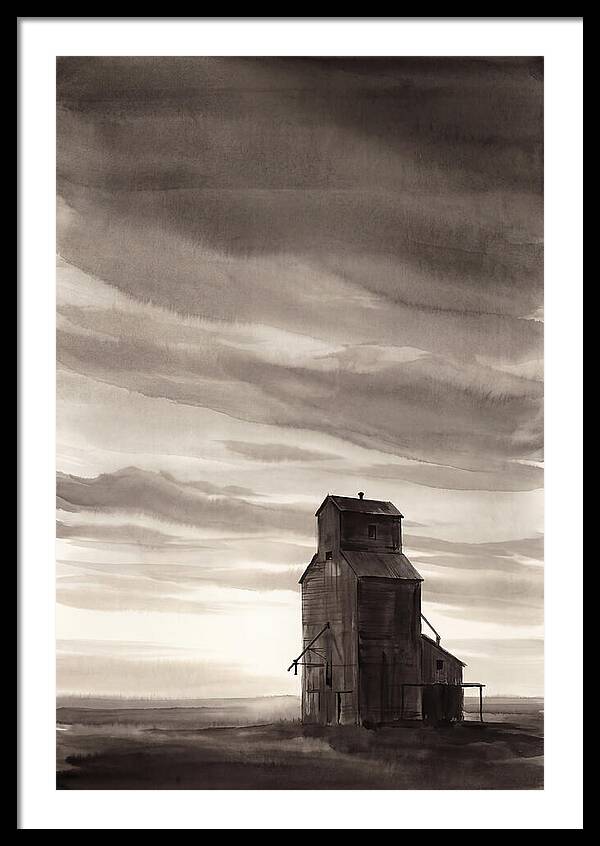 Grain Elevator Under Prairie Sky