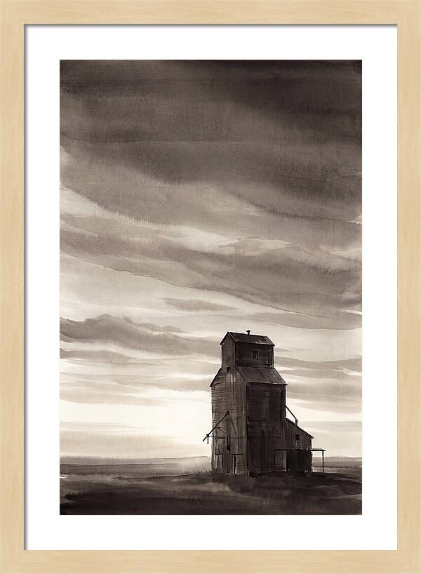 Grain Elevator Under Prairie Sky