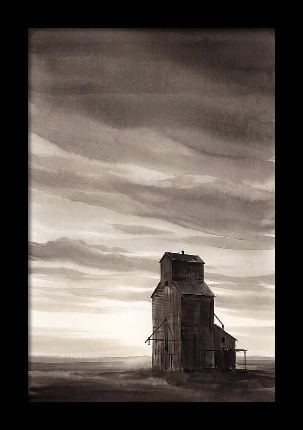 Grain Elevator Under Prairie Sky