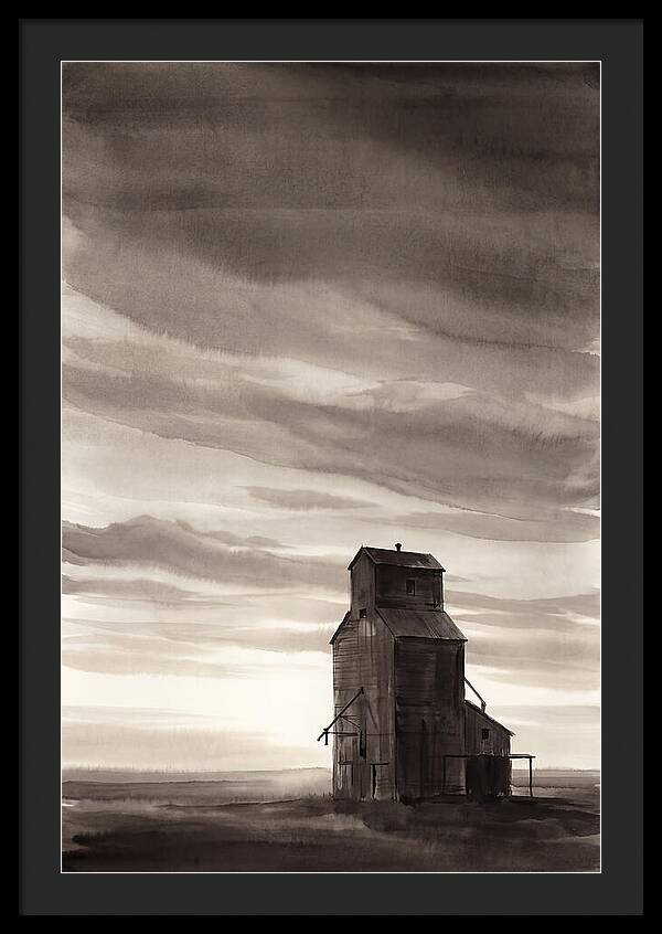 Grain Elevator Under Prairie Sky