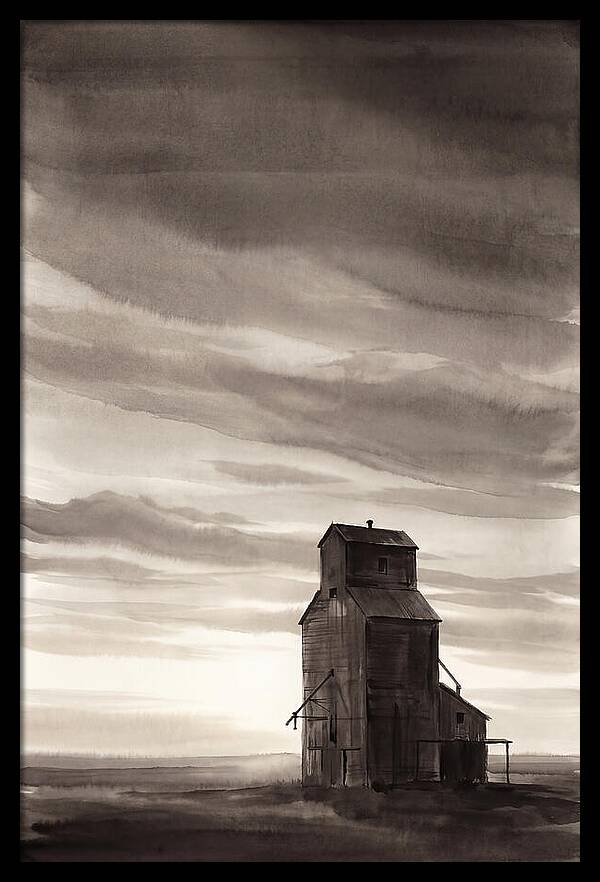 Grain Elevator Under Prairie Sky
