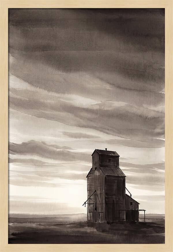 Grain Elevator Under Prairie Sky
