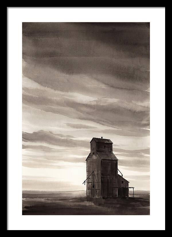 Grain Elevator Under Prairie Sky