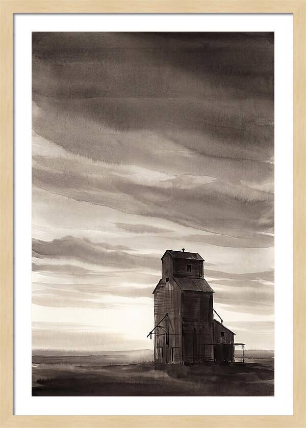Grain Elevator Under Prairie Sky