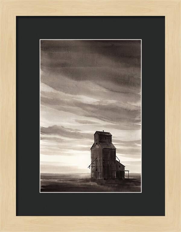 Grain Elevator Under Prairie Sky