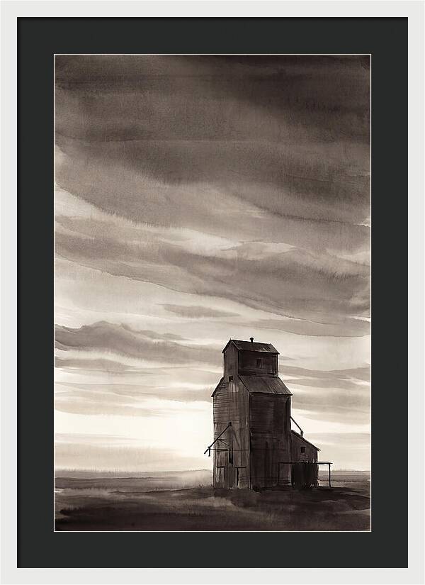 Grain Elevator Under Prairie Sky