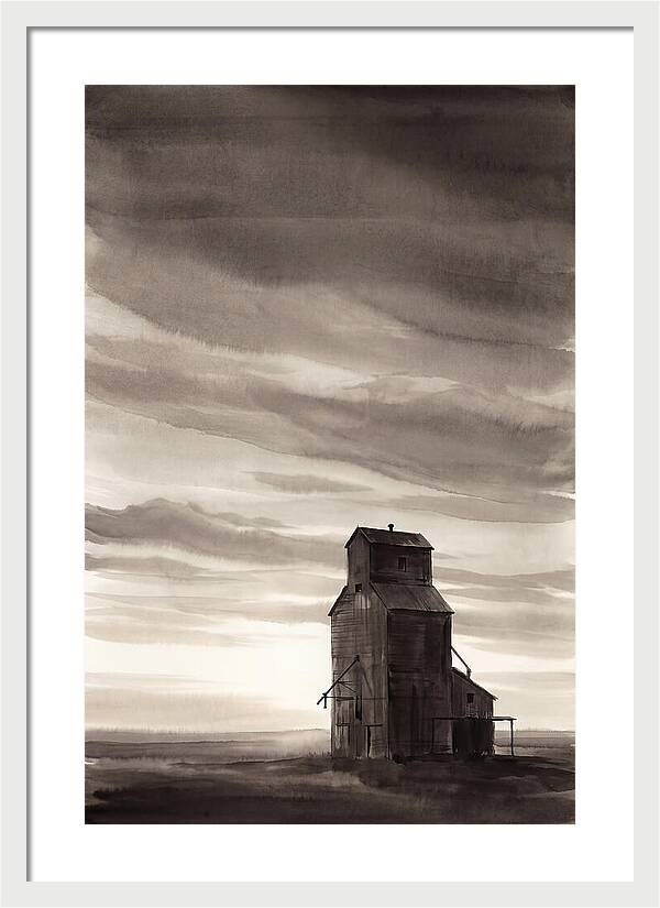 Grain Elevator Under Prairie Sky