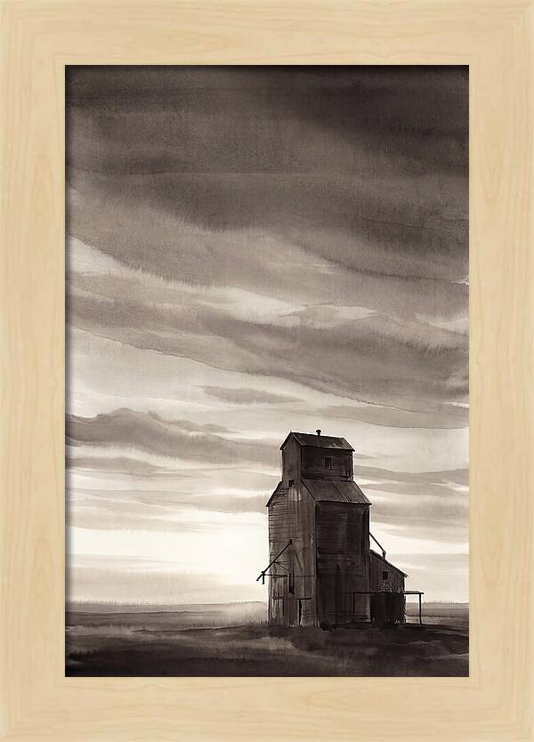 Grain Elevator Under Prairie Sky
