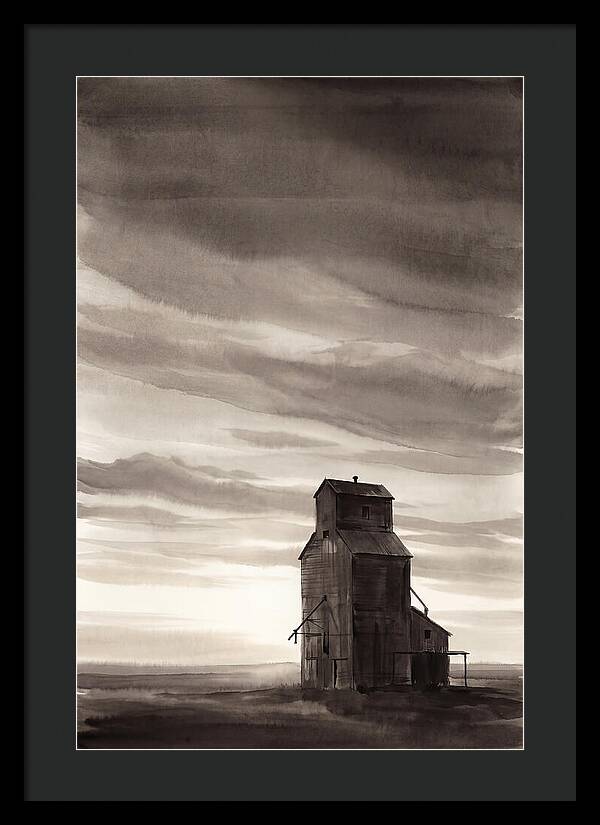 Grain Elevator Under Prairie Sky