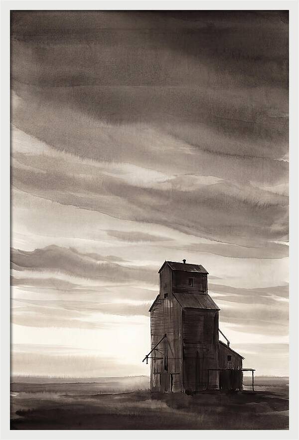 Grain Elevator Under Prairie Sky