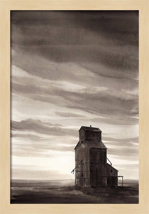 Grain Elevator Under Prairie Sky