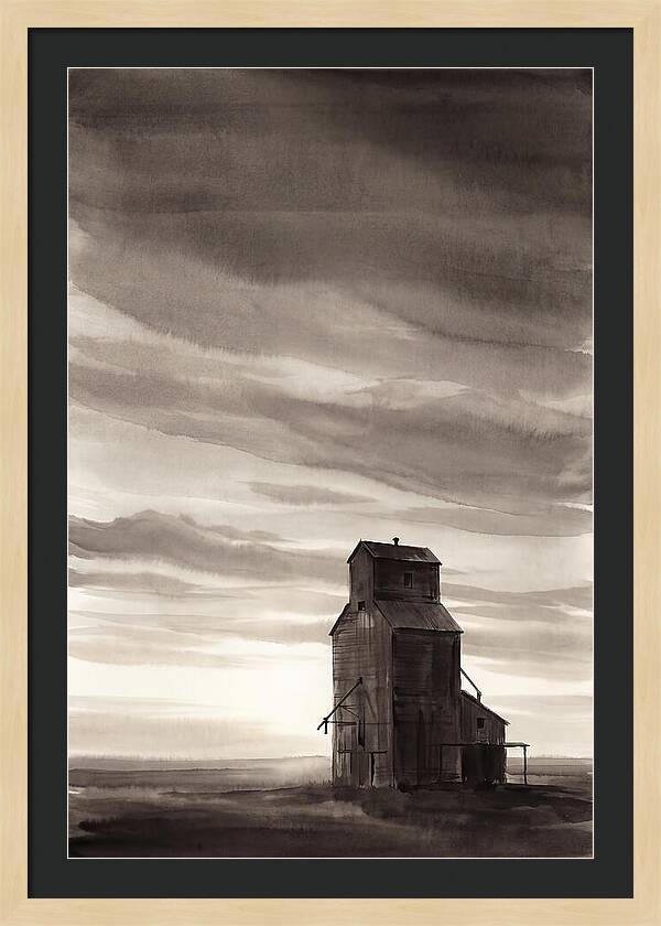 Grain Elevator Under Prairie Sky