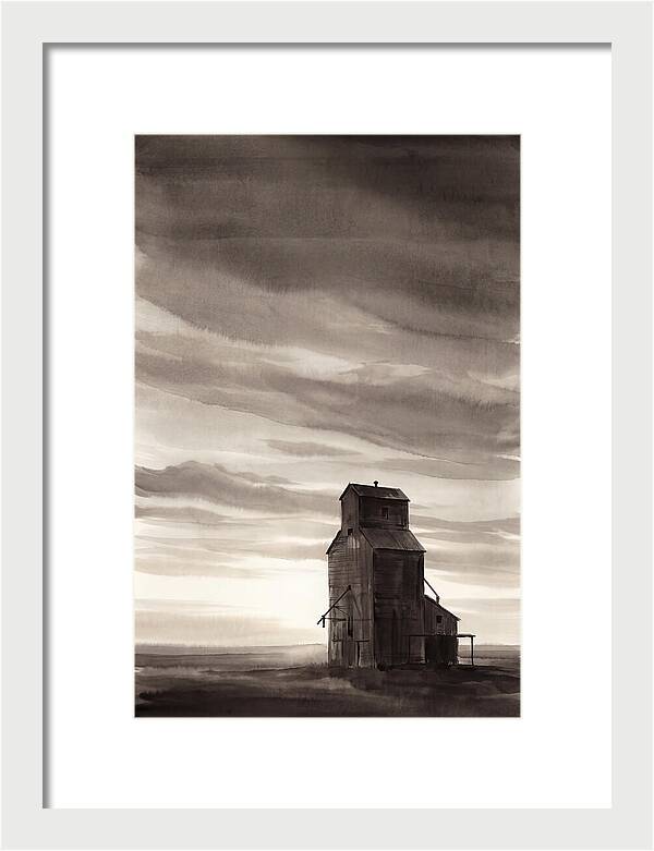 Grain Elevator Under Prairie Sky