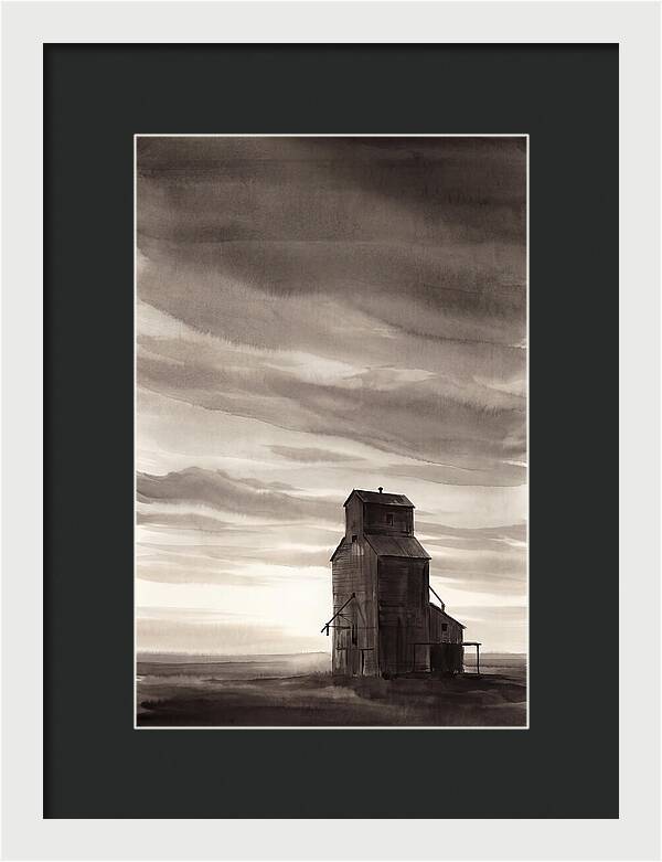 Grain Elevator Under Prairie Sky