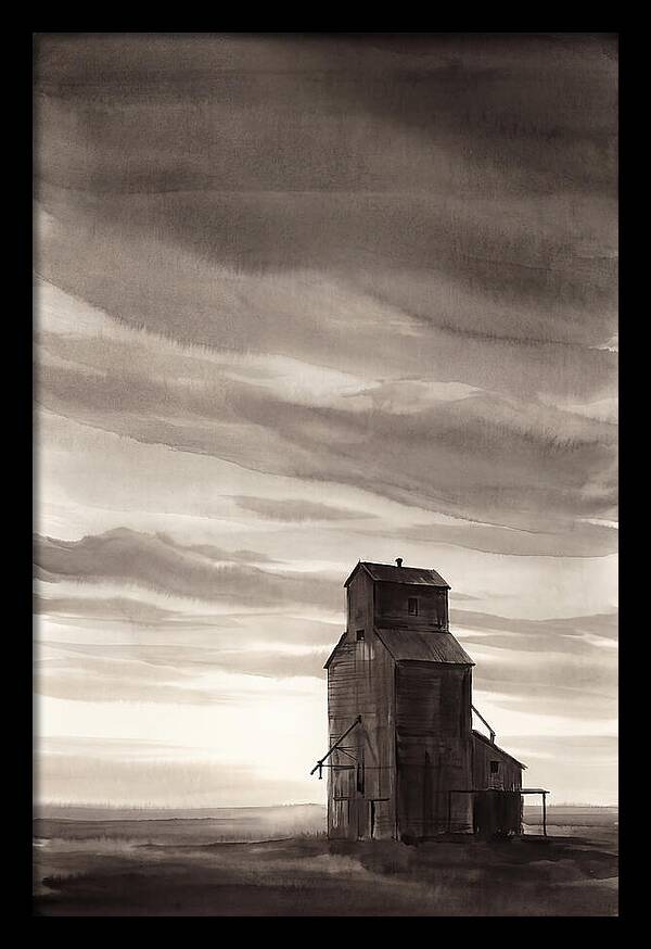 Grain Elevator Under Prairie Sky