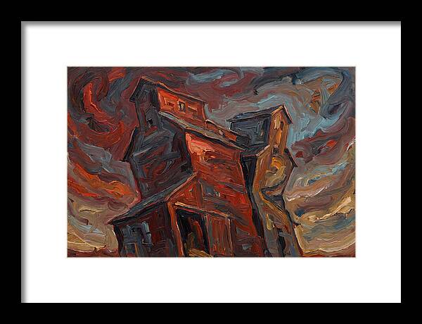 Grain Elevator Under Stormy Skies