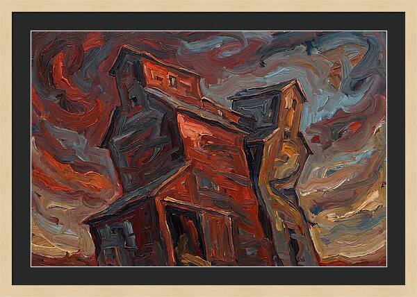 Grain Elevator Under Stormy Skies