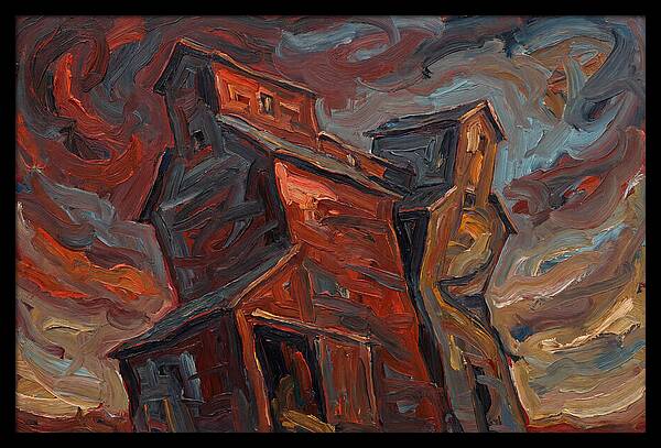 Grain Elevator Under Stormy Skies