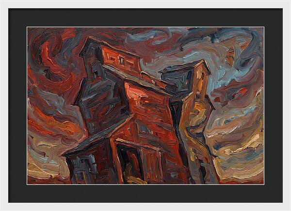 Grain Elevator Under Stormy Skies