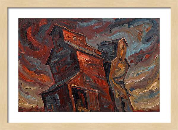 Grain Elevator Under Stormy Skies