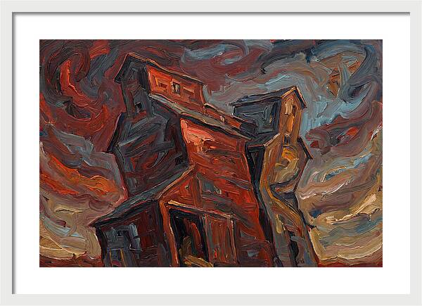 Grain Elevator Under Stormy Skies