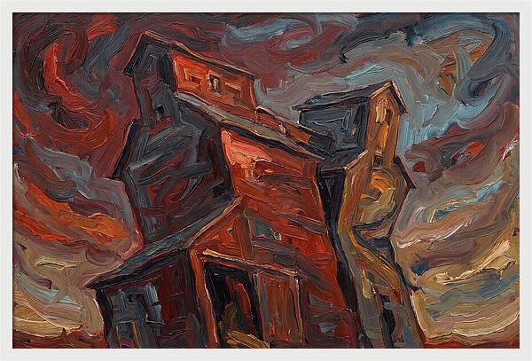 Grain Elevator Under Stormy Skies