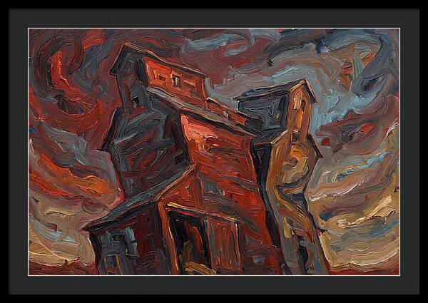 Grain Elevator Under Stormy Skies