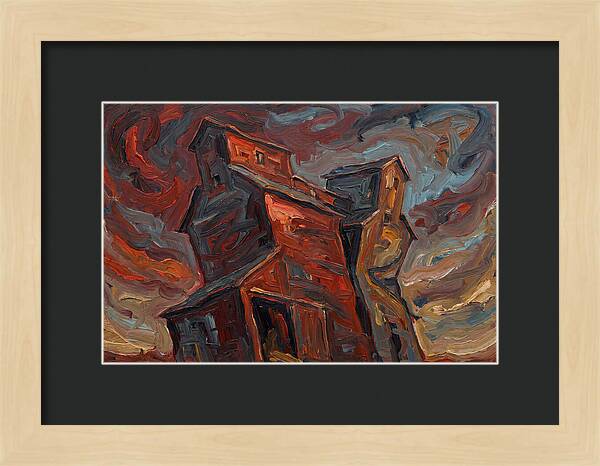 Grain Elevator Under Stormy Skies