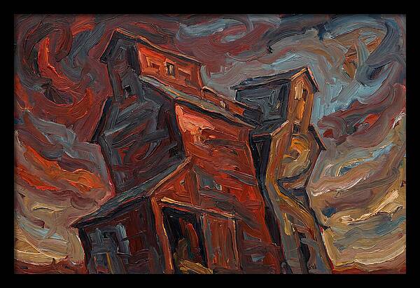 Grain Elevator Under Stormy Skies
