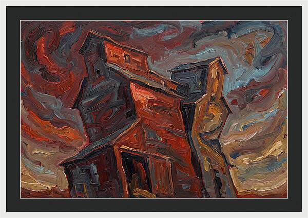 Grain Elevator Under Stormy Skies