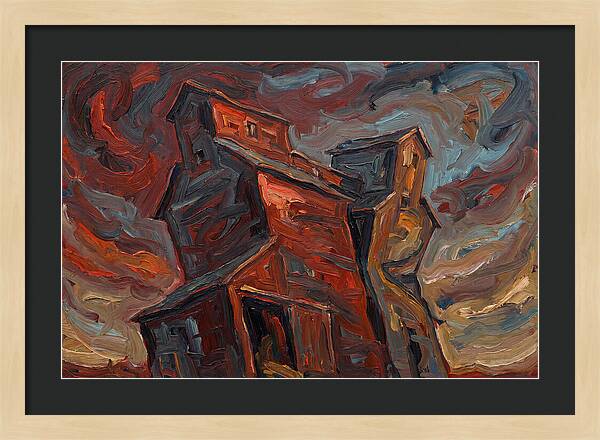 Grain Elevator Under Stormy Skies