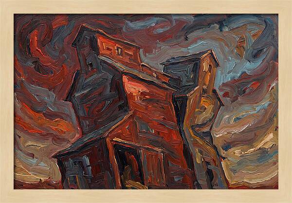 Grain Elevator Under Stormy Skies