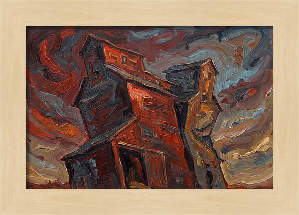 Grain Elevator Under Stormy Skies